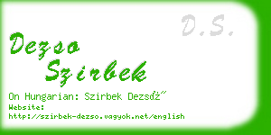 dezso szirbek business card